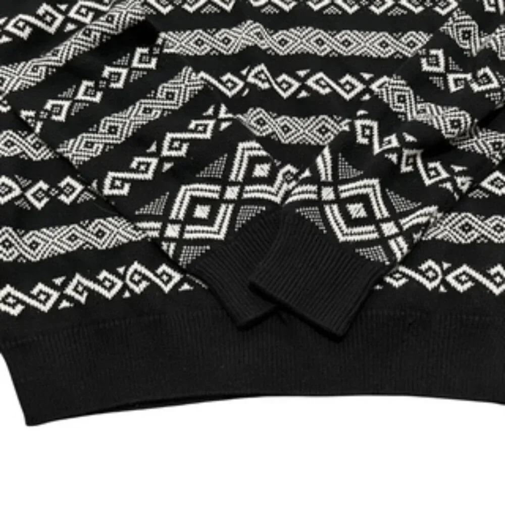 NEW‎ William Rast Sweater Men’s MEDIUM  Black & White Cotton Geometric